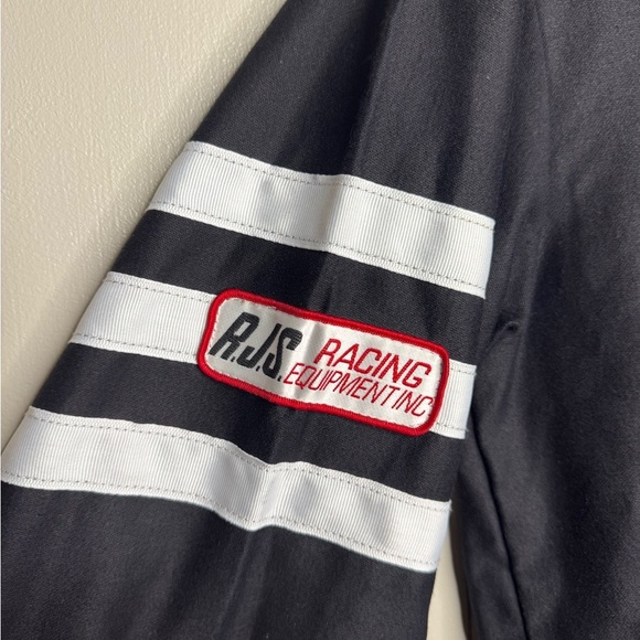 VTG RJS Racing Equipment Full Zip-Up Jacket
Men's Small Black White Strips - Picture 3 of 15